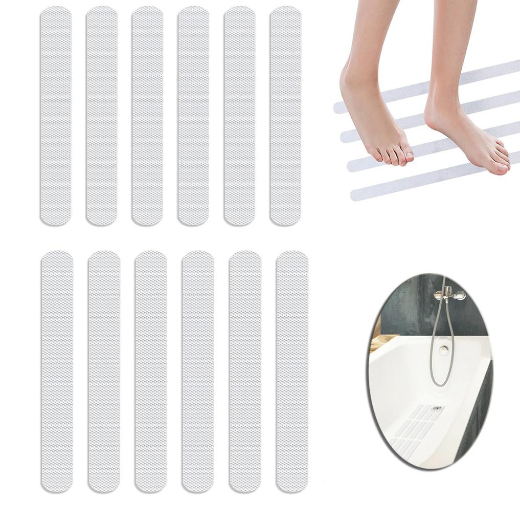 12 Pcs Anti Slip Shower Stickers Bathtub Non Slip Sticker Safety Decals for Bathroom Kitchen Floor Stairs Ladders Pools Bathtub