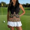 Camiseta Polo de Golf sin Mangas para Mujer con Cuello con Cremallera Estampado de Hojas Transpirable Camiseta sin Mangas Deportiva para Deportes y Actividades al Aire Libre