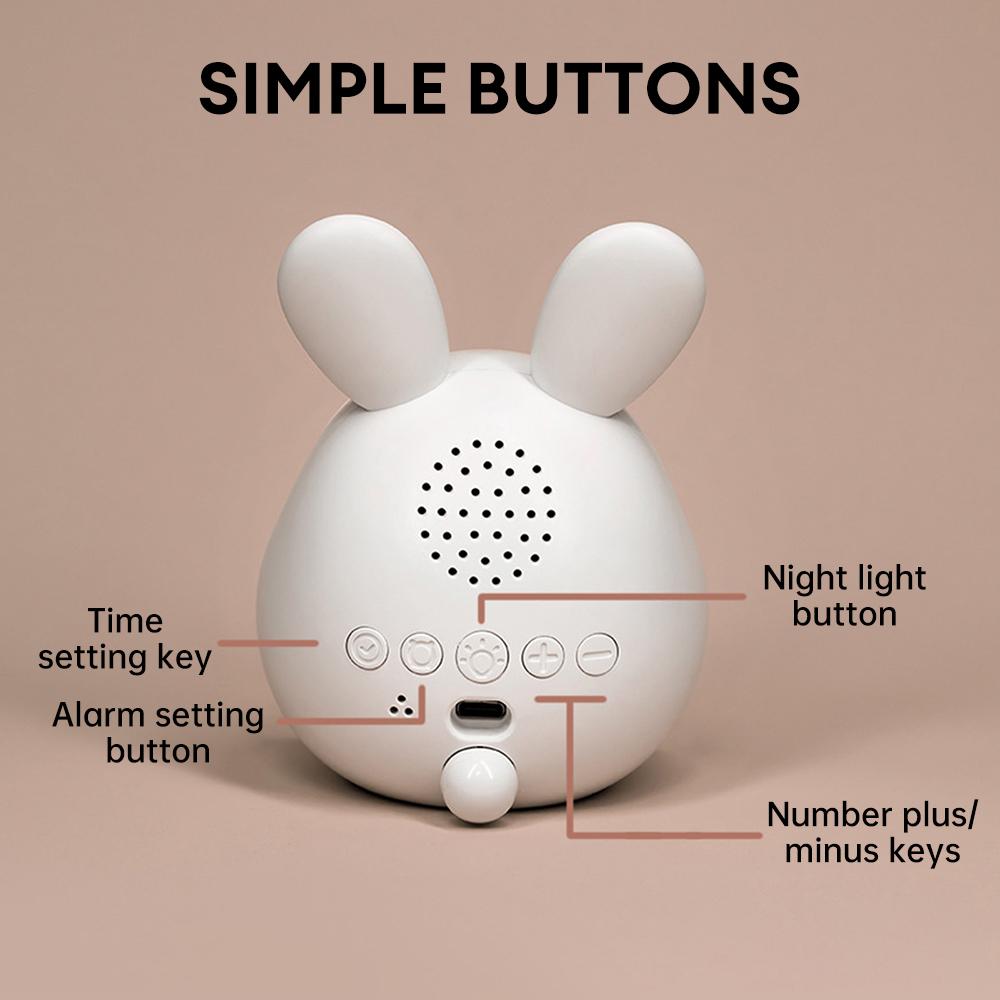 Niedlicher Kaninchen Wecker LED Digitaler Tischuhr mit Nachtlicht Studenten Lernuhr Wiederaufladbare Kinder Aufwachuhr