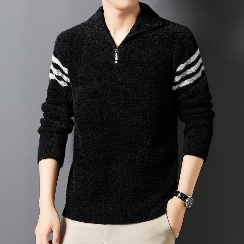 Autumn And Winter Half Zipper Comfortable Sweater Soft Lapel Casual Sweater Men'S Fashion Premium Thermal Jacket