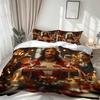 Latacaca 3pcs Merry Christmas Jesus Feast Duvet Cover Set Bedding Set Bed Cover Set (1 Duvet Cover & 2 Pillowcases)