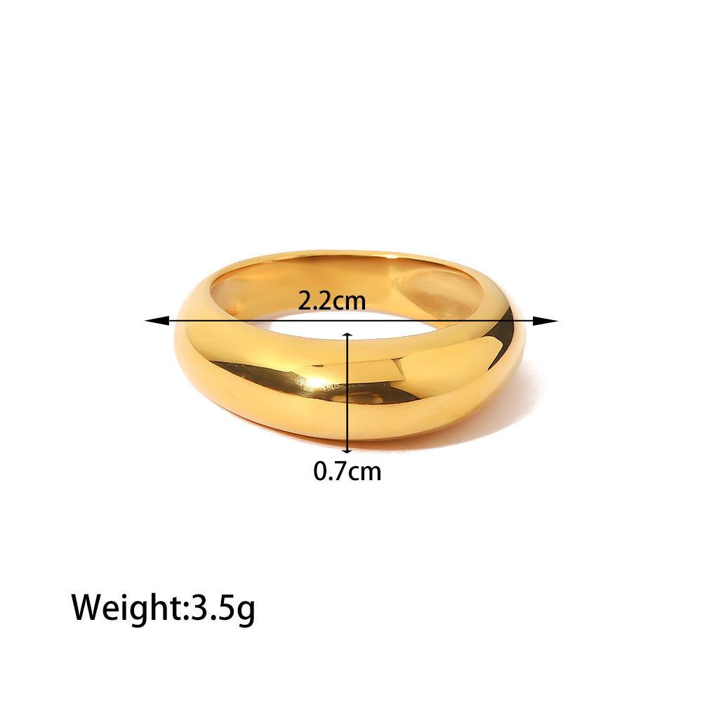 Minimalist Gold-Plated Stainless Steel Smooth Curved Ring for Women - European & American Fashion
