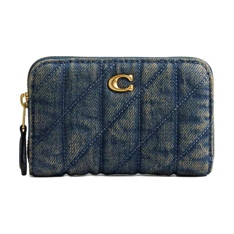 

COACH 11 Diamond Check Denim Card Holder Women’s Blue blue синий