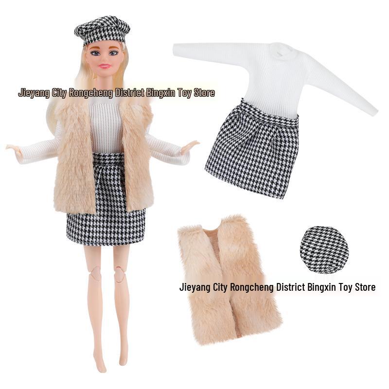 11-Inch Barbie Doll 3-Piece Fashion Set: Woolen Coat & Dress