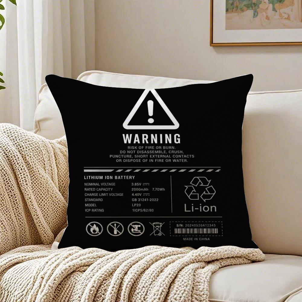 Swollen Battery funny Pattern Cushion Cover Short Plush Cushion Covers Machine Washable Wrinkle-Resistant Soft Durable