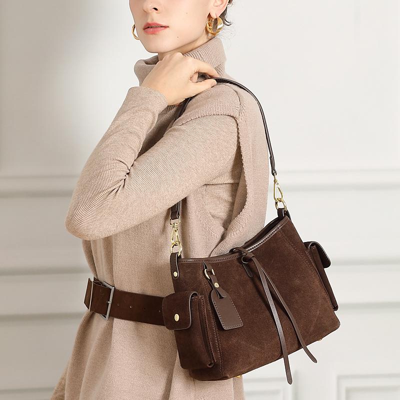2026 New Women's Bag Luxury Suede Leather Women Shoulder Bag High Quality Cowhide Crossbody Bags Fashi Versatile Handbag
