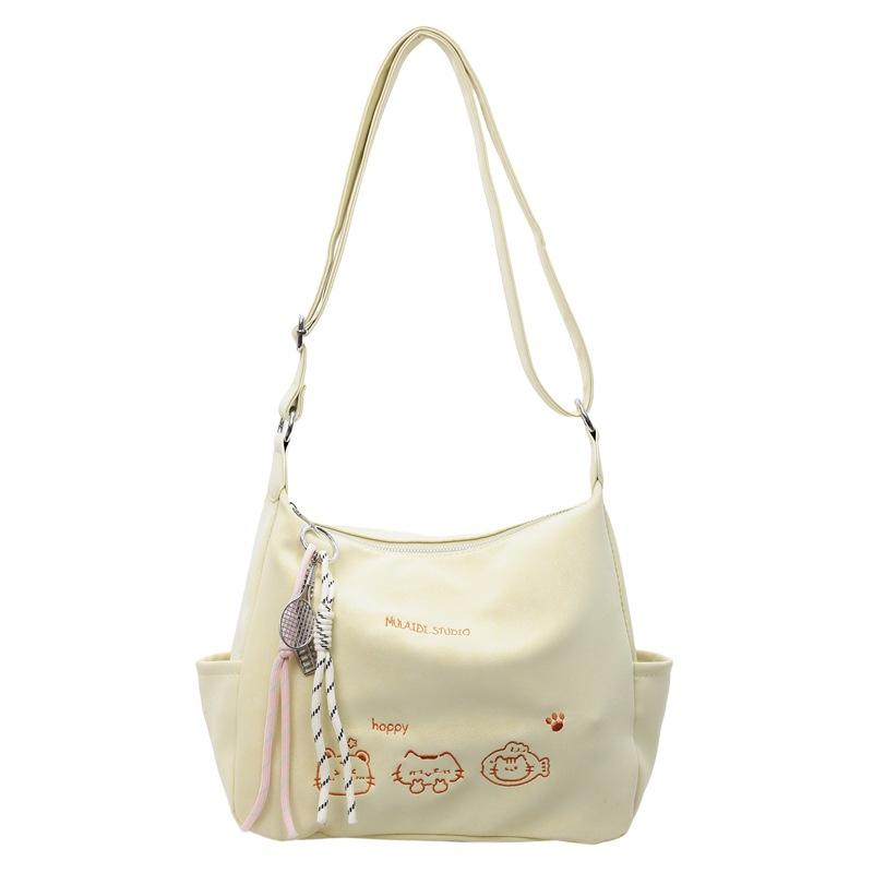Small Fresh and Sweet Messenger Bag Women's Large-capacity Soft Leather Texture Casual Shoulder Bag Cute Flower Foreign Tote Bag