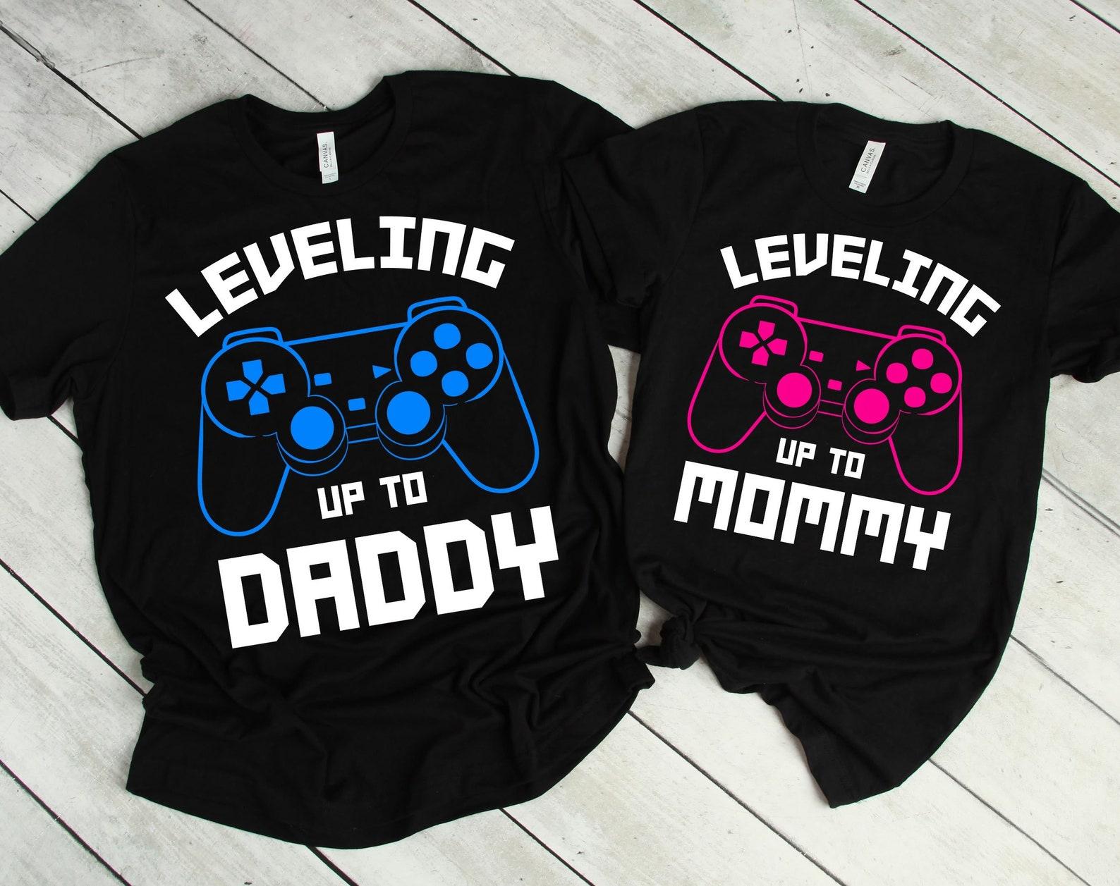 Leveling Up To Daddy, Leveling Up To Mommy, Couple Shirt, Pregnancy Shirt, Funny Couples Shirts, Pregnancy Announcement S