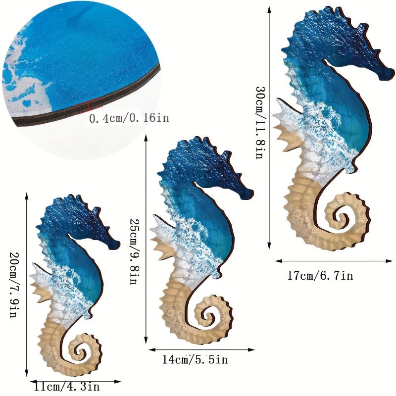 

3Pcs/set Seahorse Wall Art Beach Decorations Farmhouse Decor Beach Theme Decoration For Bathroom Indoor Outdoor Wall Decor