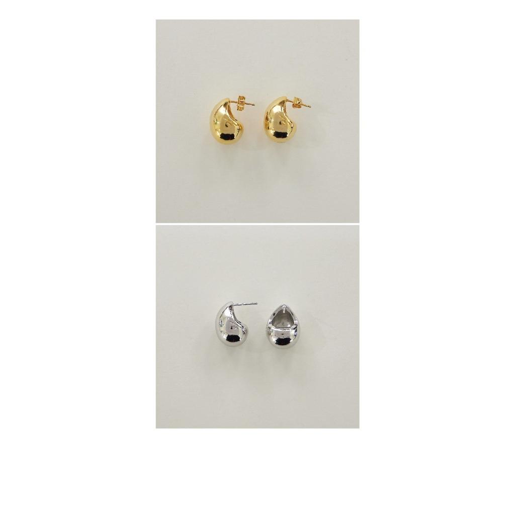 Glossy Oval Ball S925 Silver Needle Earrings Niche Minimalist Commuter Retro Temperament Earrings Women