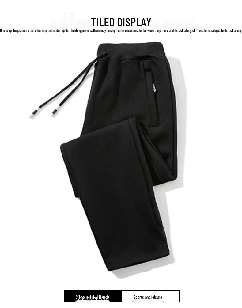 Men's Elastic Waist Fleece Sweatpants - Warm, Casual, Loose-Fit Sports Pants for Winter