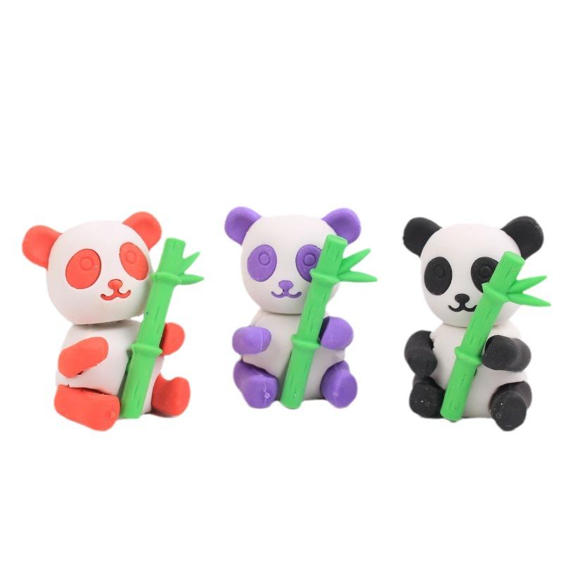 Cute Panda Bamboo Eraser Kawai Lovely Student Stationery Office School Supplies Holiday Gift Wholesale Erasers for Kids Pretty
