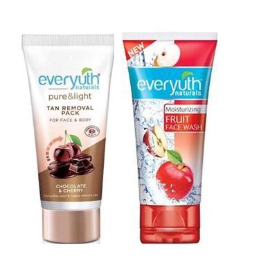Everyuth Naturals Frucht-Gesichtsreiniger, 50 g und Schokoladen- und Kirsch-Gesichtspackung zur Bräunungsentfernung, 50 g