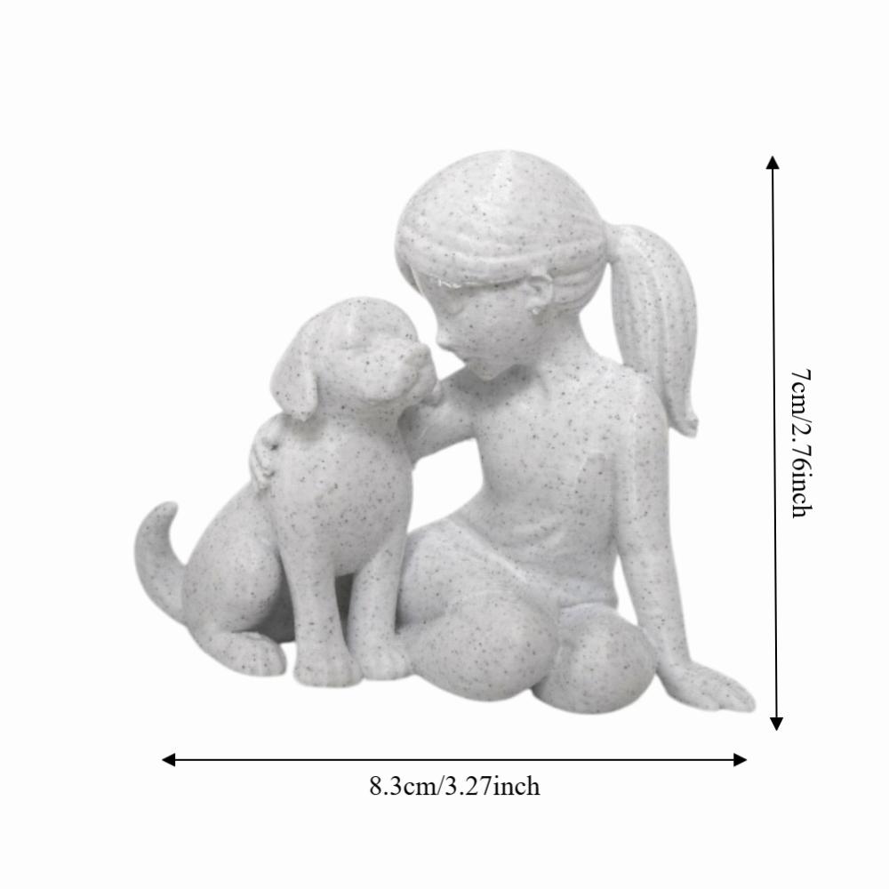 Cute Desktop Dog Figurine Creative Canine Statues Crafts Girl And Dog Statues  Home Decoration