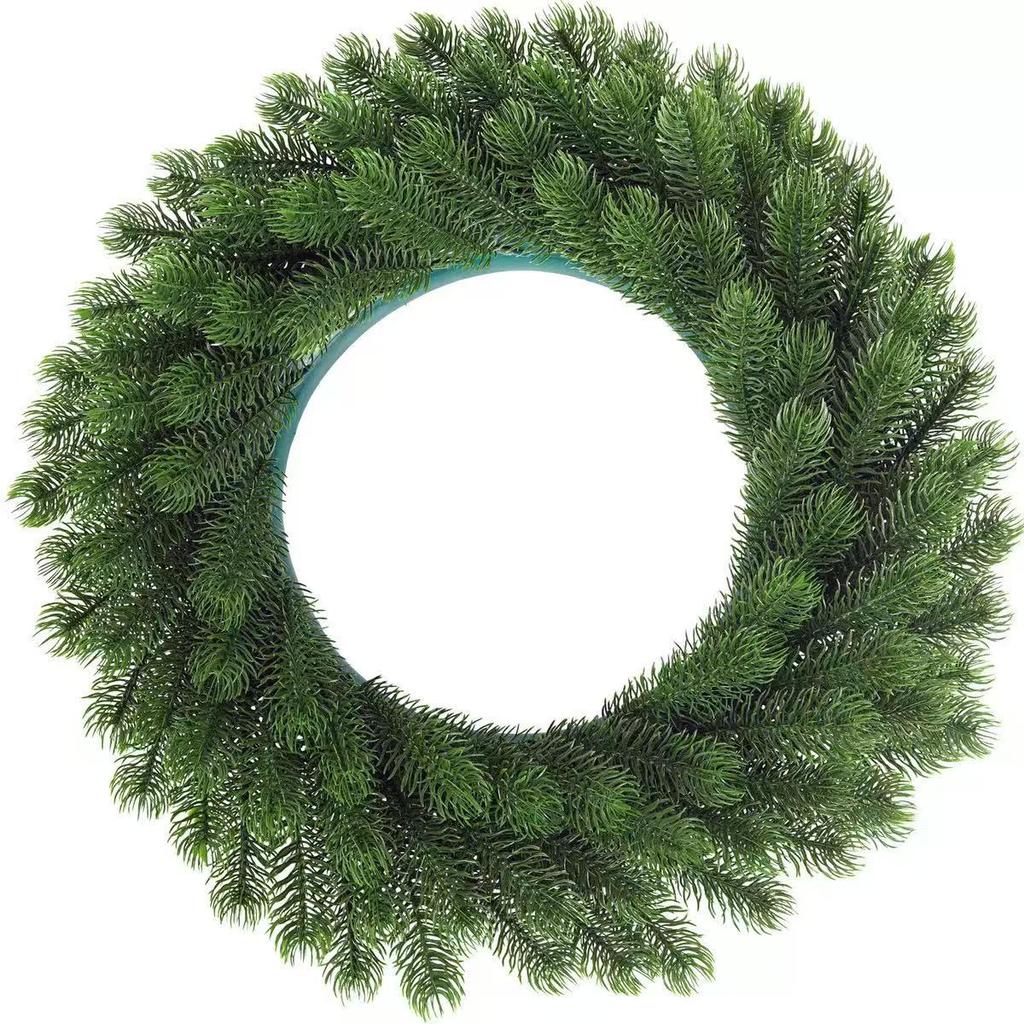 Cross-Border Christmas Wreath: Artificial Pine Needle & Rattan Decoration with Green Atmosphere