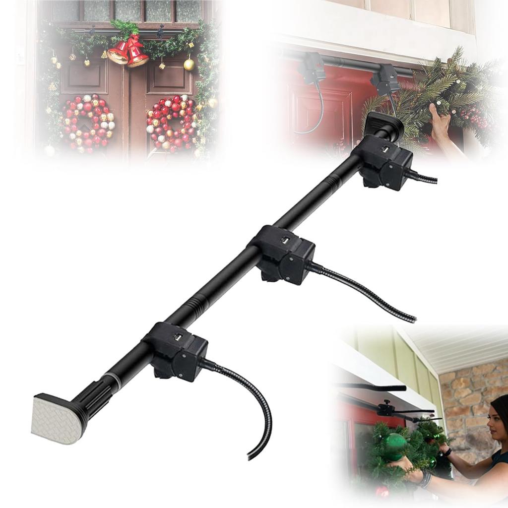 Garland Hanger For Front Double Door Width Doors | Heavy-Duty Christmas Decoration Holder For Wreaths, Lights, & Garland | No Screws, Drilling, G