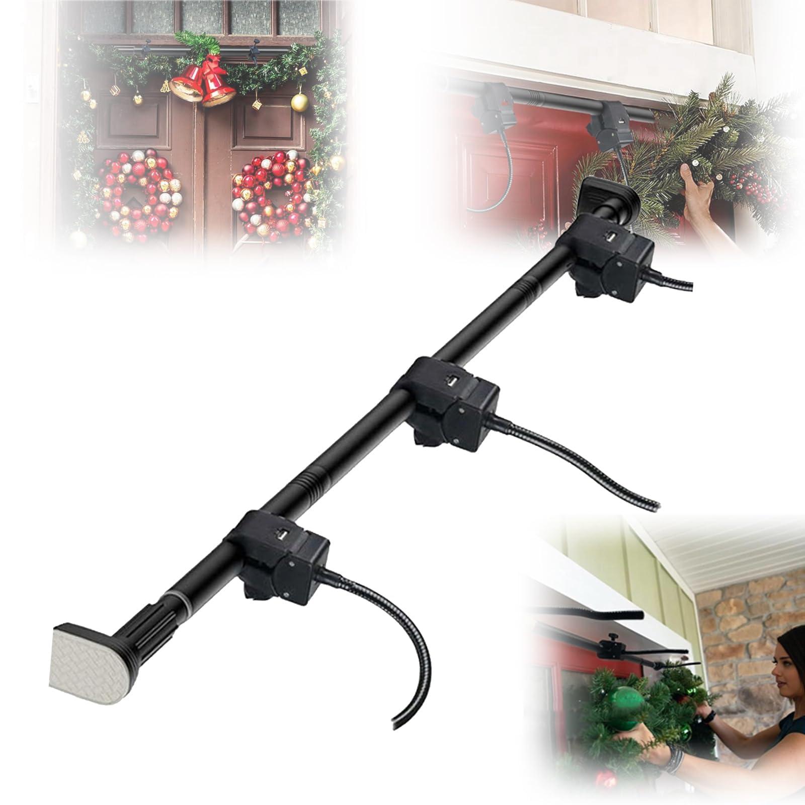 

Вешалка для гирлянд для передних дверей шириной в два створа | Сверхпрочный держатель рождественских украшений для венков, огней и гирлянд | Без винтов, сверление, G One Size