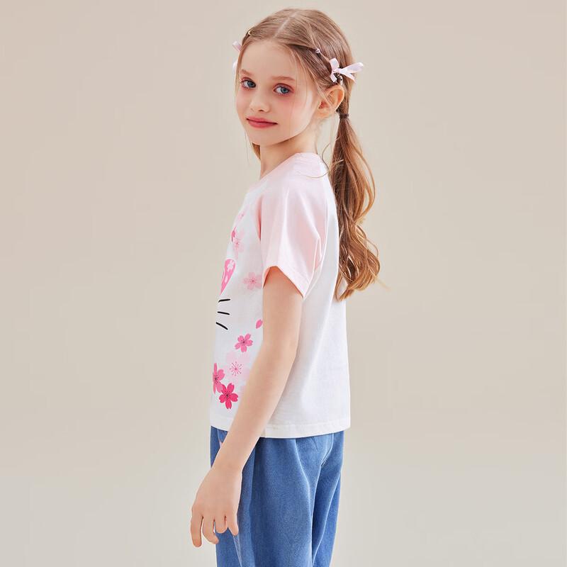 Hello Kitty Girls' Cartoon Print Short Sleeve T-Shirt