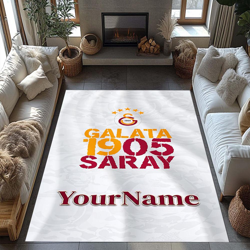 Galatasaray 315 Personalized Text Area Rug Perfect for Bedrooms Living Rooms Hallway Entryway Anti-slip Rug Office Home Decor