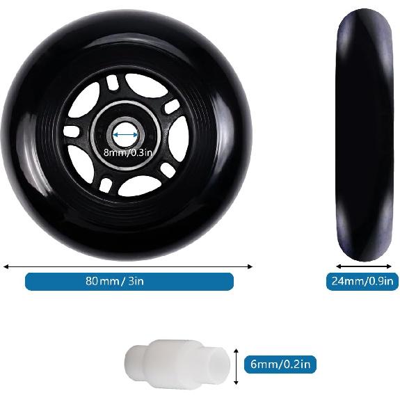 Inline Skate Wheels: 72mm 76mm 80mm Roller Hockey Blade Replacement Wheels with ABEC 9 Bearing for Indoor Outdoor (8 Pack) (80 Mm)