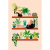 Watercolor Cute Kittens Potted Plant Canvas Print Cartoon Green Plants Animals Wall Art Postes for Modern Living Room Home Decor