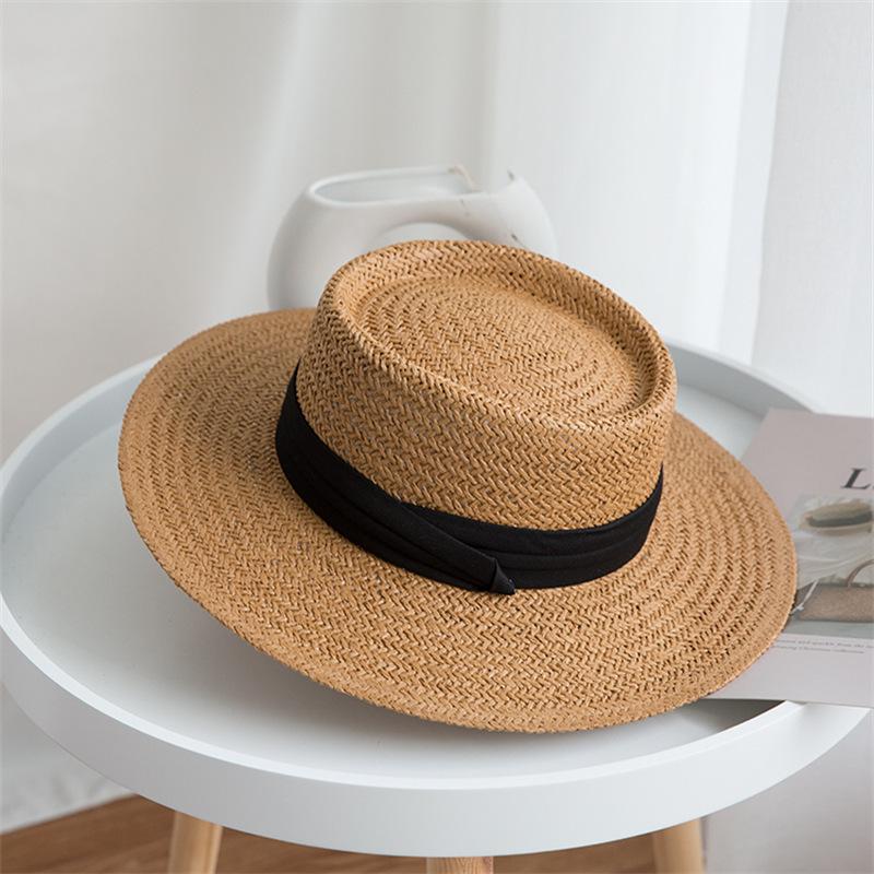 Lace Bow Straw Hat Women's Summer French Large Brim Sunscreen Hat Seaside Beach Vacation Sun Hat