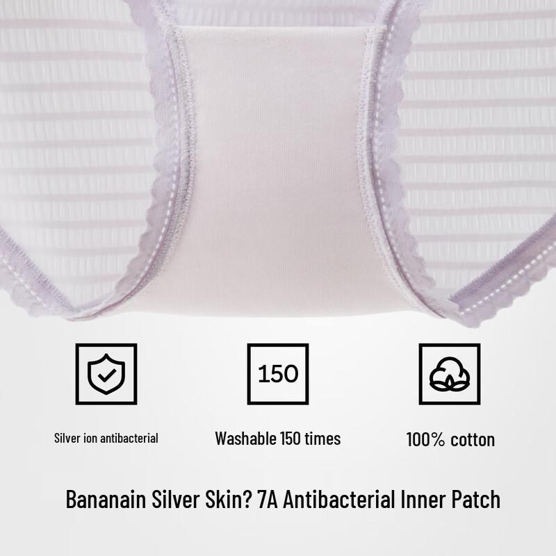 Bananain 313A Women's Breathable Lace Seersucker Mid-Waist Briefs (3 Pack)