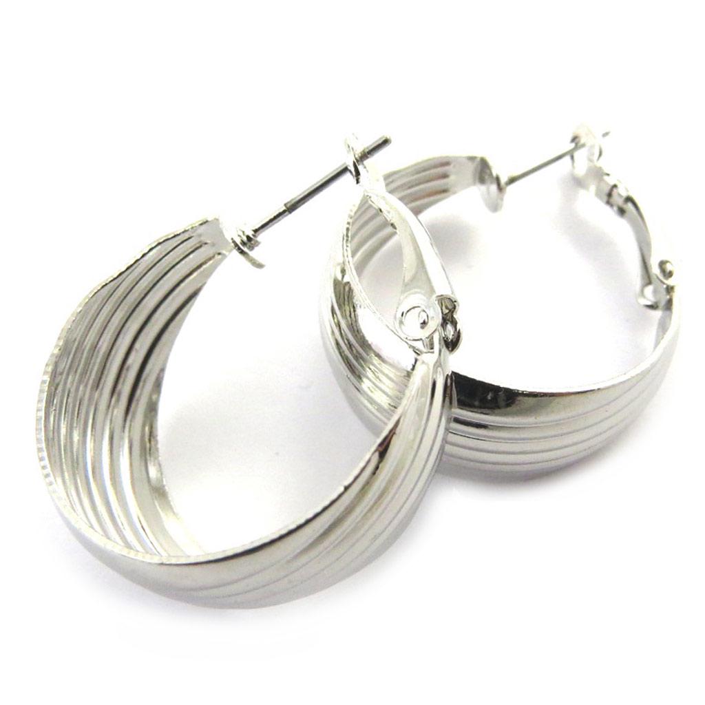 Les Trésors De Lily [M8190] - Silver 'Choréographie' Hoop Earrings Ø 23 Mm 9 Mm