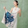 Baoshidie 100% Mulberry Silk Double-Sided Floral Square Scarf