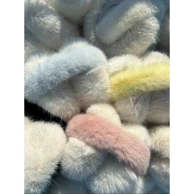 Romantic Colorful Earmuffs  New Fashion Cute Splicing Color Plush Imitation Rabbit Fur Ear Warmers Woman Winter Popular