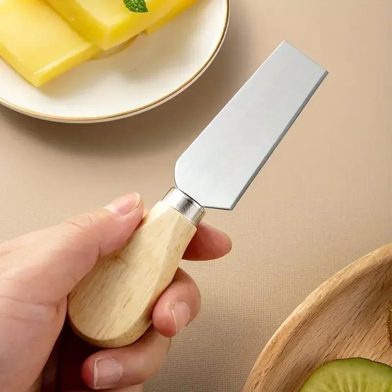 1~6 Stück Käsemesser Set Edelstahl Käseschneider Hobel Holzgriff Butter Brot Gabel Messer Kochen Küchenhelfer