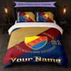 Djurgårdens IF Benutzerdefinierter Name Text Bettwäsche Set 1 Bettbezug+2 Kissenbezüge Fußball Logo Personalisierte Geschenk für Besonderen Anlass Schlafzimmer Dekor