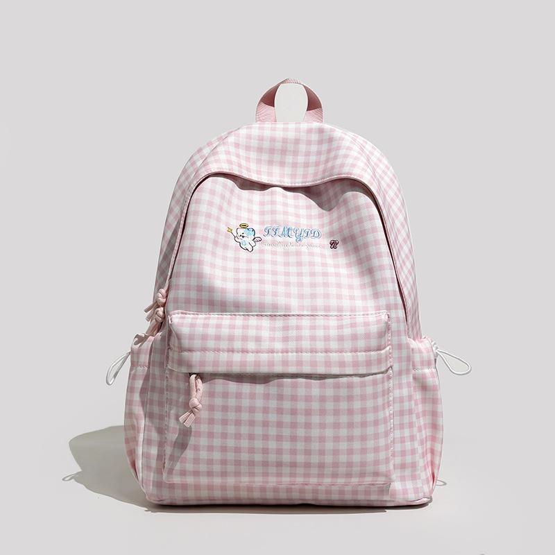 Schoolbag plaid schoolbag female student versatile small fresh junior high school backpack travel backpack tide large capacity college style