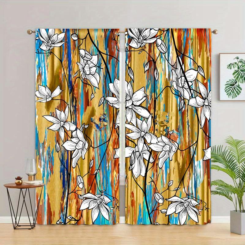 2pcs Van Gogh Starry Sky OilPainting Print Curtains Rod Pocket Curtain For Living Room Bedroom Office Kitchen Study Home Decor