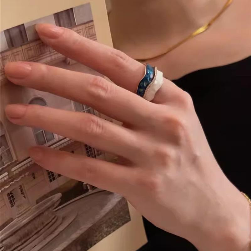 Gold Elegant Rose Shell Pattern Adjustable Ring For Women Fashionable Design Chic