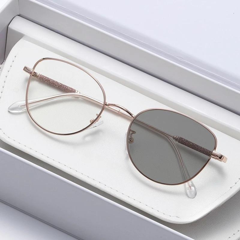 Fashion Photochromic Myopia Glasses 0 To -4.0 Retro Optical Frames Women Outdoor Color Changing Prescription Lenses Sunglasses