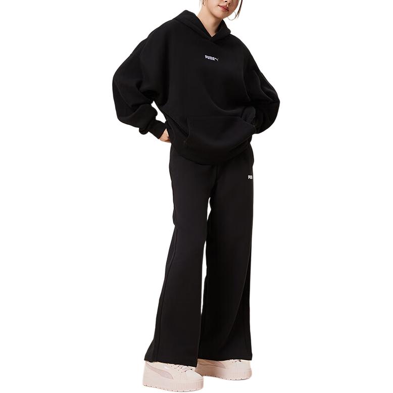 Puma Knit Wide Leg Pants Retro Loose Casual Trousers Women Bottoms 692897-01