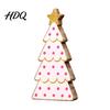 Holiday Party Centerpieces Pink Christmas Tree Wooden Figurine Snowflake Polka Dot Tabletop Decor Romantic Decorations Festive Home Ornament