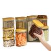 Transparent Plastic Food Jar with Bamboo Lid for Kitchen Storage