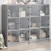 Bookshelf with Doors Grey Sonoma 136 X 37 X 109 Cm Engineered Wood