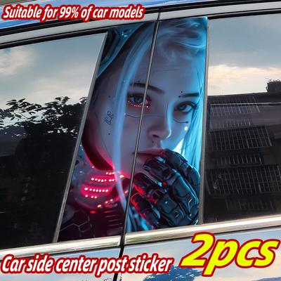 Cyberpunk Girl Car Stickers Waterproof DIY Auto B-pillar Protective Decor Cover Scratches Universal Vehicle Decals Accessories