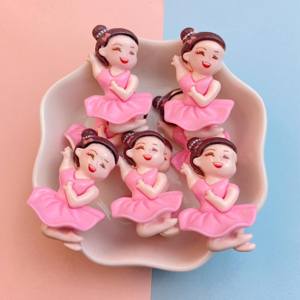 10Pcs New Cute Resin Ballet Dance Girl Series Flat Back Parts Embellishments For Hair Bows Accessories