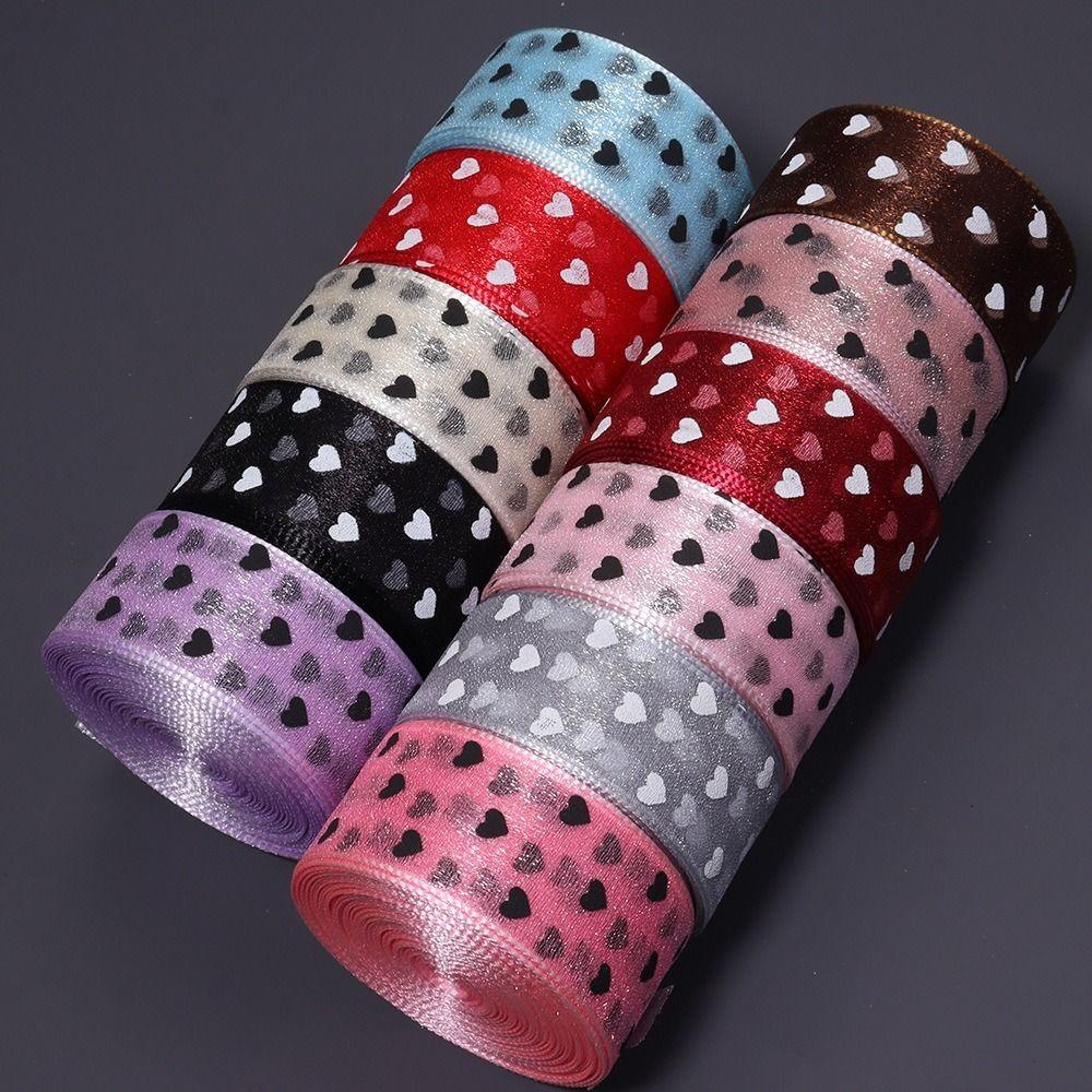 Heart Print Heart Ribbon Sheer Organza Craft Ribbon Gift Embellish Organza Tape Garment Trim