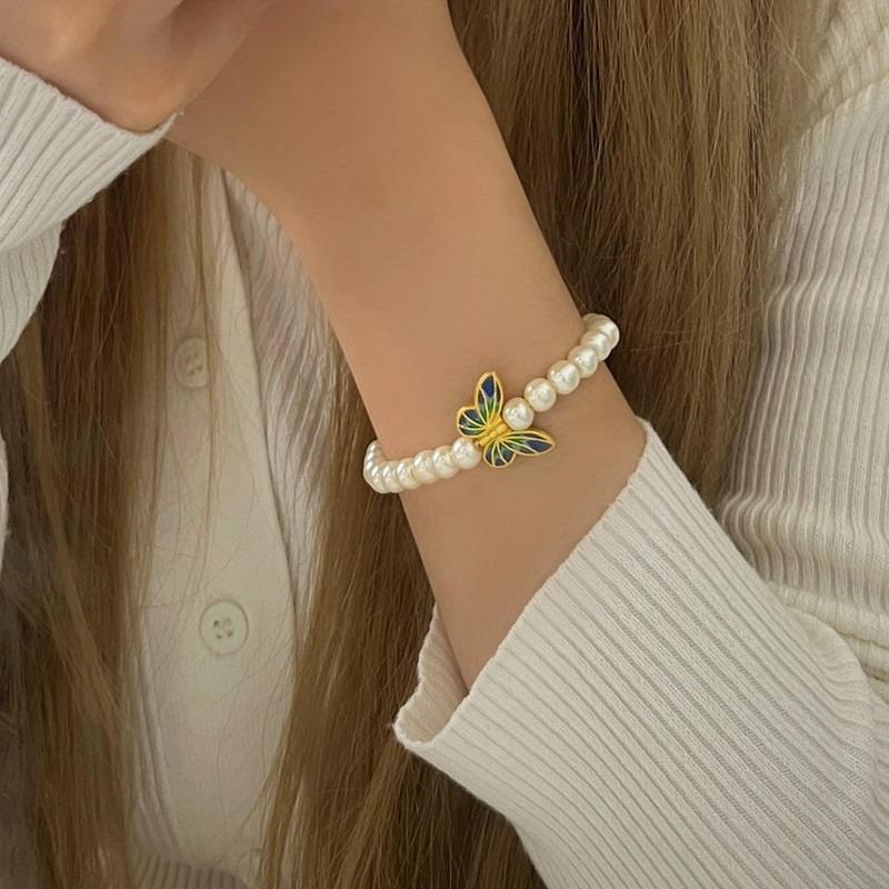 Bracelet Perle Irregulière Forme Spéciale Française Bracelet Femmes Niche Luxe Léger Exquis Doré Demi-Bracelet Bracelet Accessoires