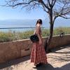 Red Plaid Dress Niche Neck Suspender Skirt Women's Summer Backless Strap A-shaped Skirt Temperament Seaside Long Dress