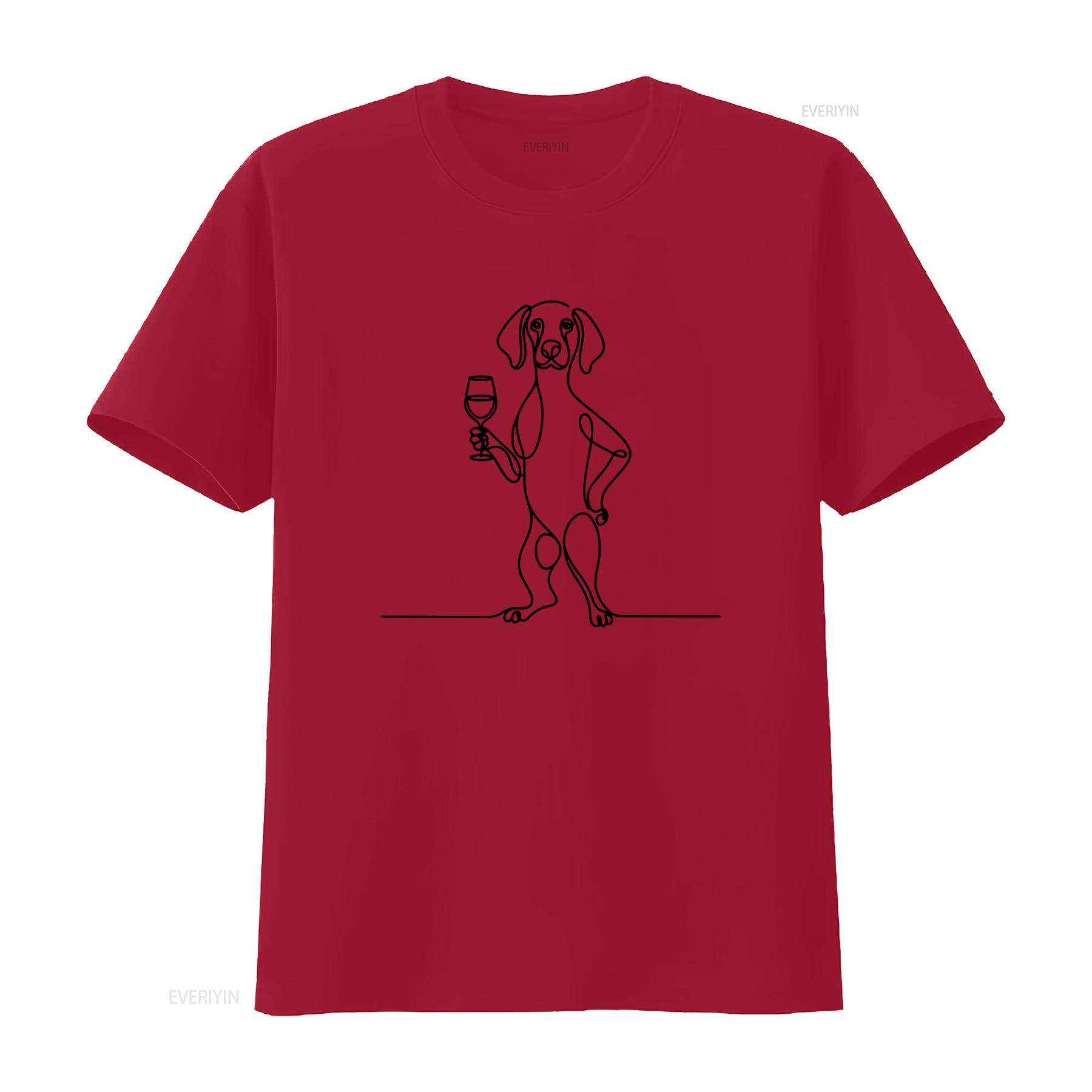 Weimaraner Minimalist Wine T Shirt Perfect One Line Art for Dog Lovers Stylish and Unique Design vintage Washed Slightly S