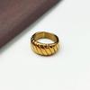European & American Niche Luxury Croissant Texture Ring - Women's Stainless Steel