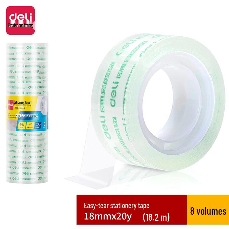 Deli 30064 18mm Transparent Adhesive Tape, 80 Rolls