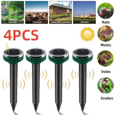 4PCS LED Solar Ultraschall Quadrat Plug-in Boden Ratten Repeller Bauernhof Solar Schlange Repeller