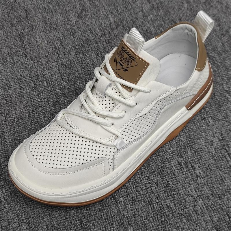 Soft Leather Men's Shoes 2025 Summer New Hollow Holes Breathable Versatile Lightweight Trend Men's Sports and Leisure Sandals